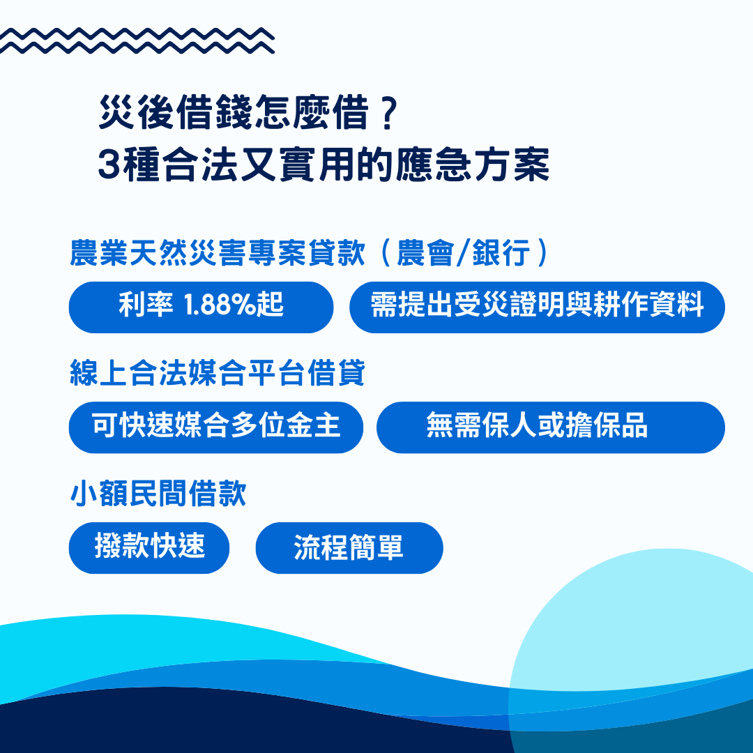 丹娜絲颱風農損破26億，面對災後財務壓力，你可以這樣借錢應急！